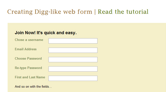 Digg-style signup form