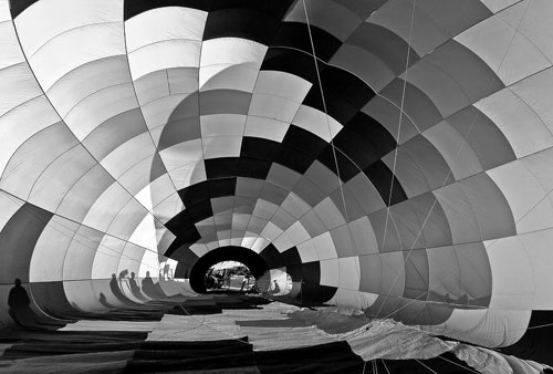 black and white What inside Hot Air Baloon