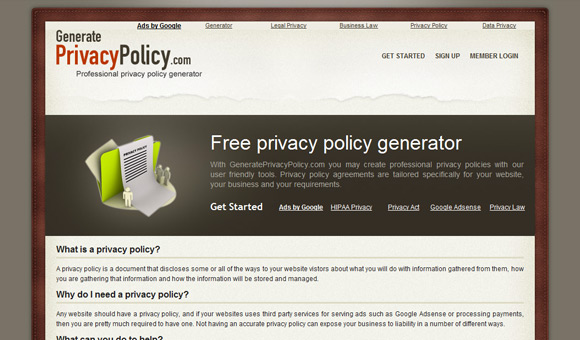 Privacy policy generator
