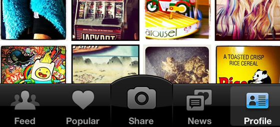 Instagram iOS app tab bar