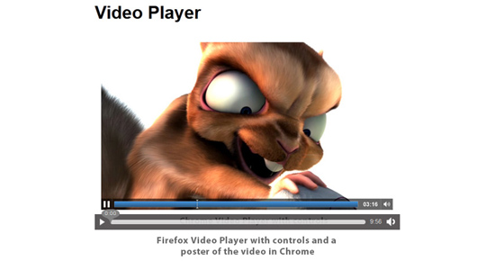 Firefox native video player with controls and a poster