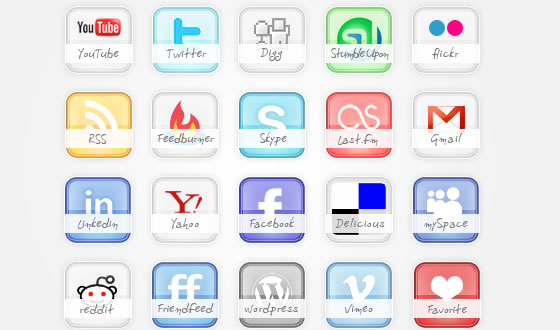 Icon Set Freebie glossy social icons