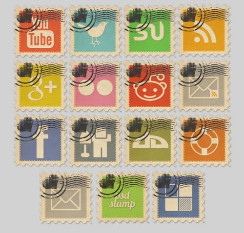 Vintage Social Media Stamps