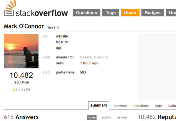 Stack Overflow Stackexchange user profiles
