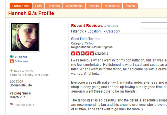 Yelp food reviews web design