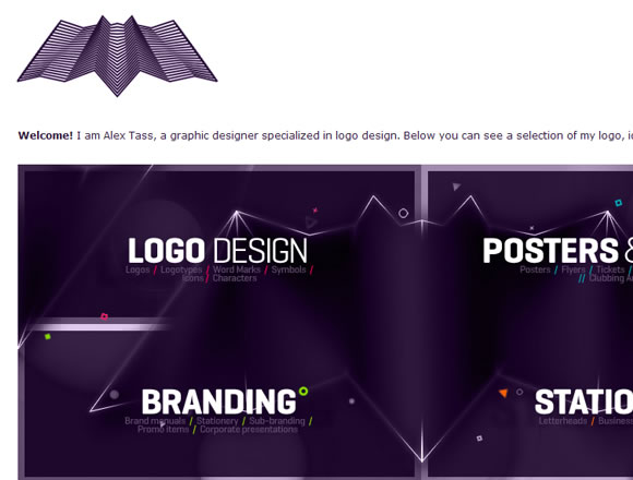 Design layout and portfolio for Alex Tass