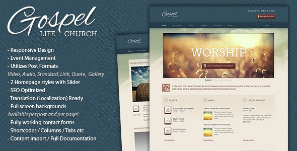 responsive WordPress church themes