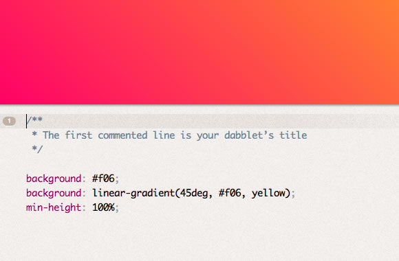 Dabblet webapp HTML/CSS Editor online