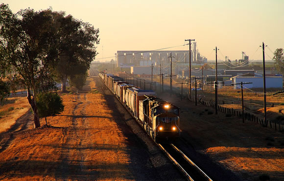 Rail train in San Joaquin Valley California