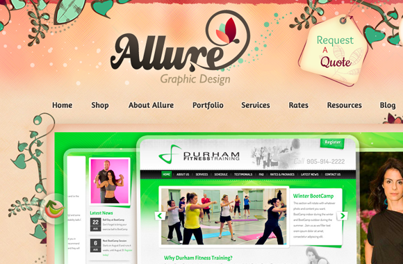 Allure website design layout illustrations vines vectors