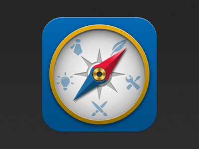 blue compass vector icon design iPhone app