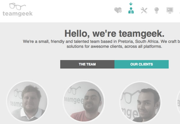 team geek website interface webdesign single pages