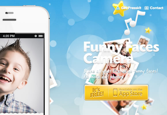 iphone app website funny faces design