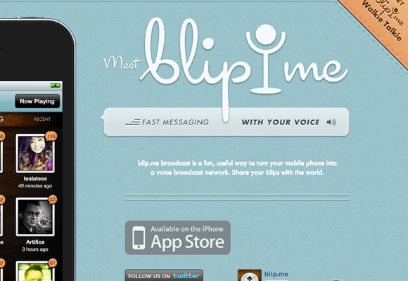 iphone blip.me mobile app landing page website layout whitespace