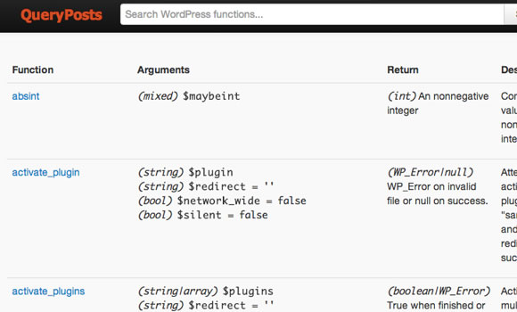 wordpress open source webapp functions documentation queryposts
