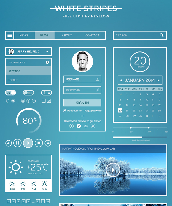 20 Fresh Flat UI Designs Free to Download