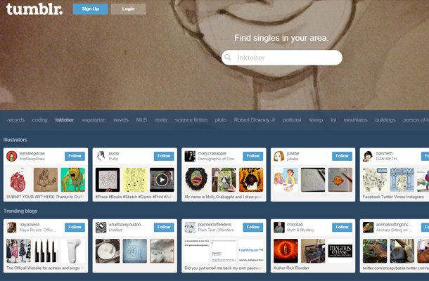 tumblr search page interface