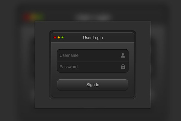 black login input form psd