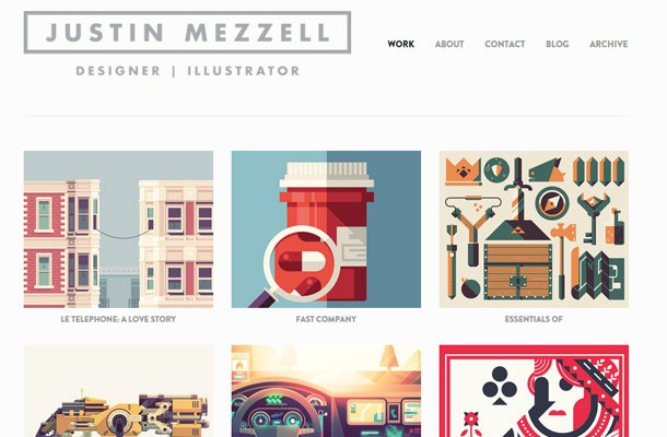 justin mezzell designer illustrator simple website