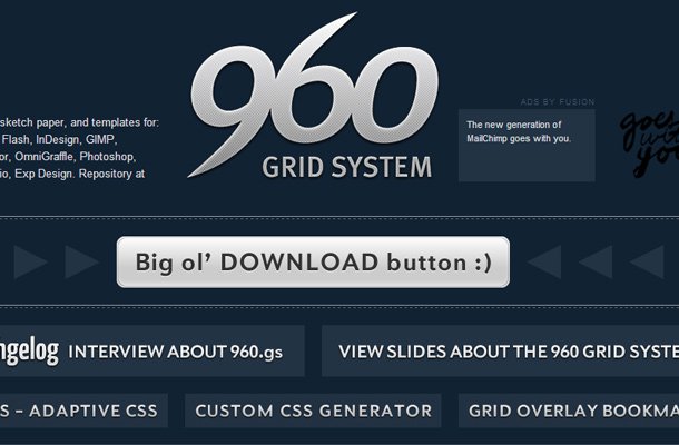 960px pixels grid system framework