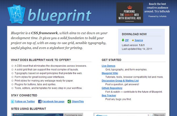 blueprint css library homepage layout