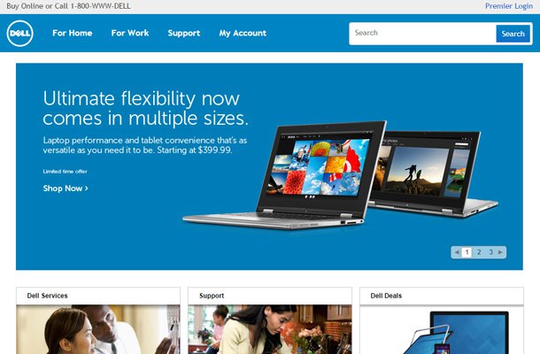 dell search form homepage interface