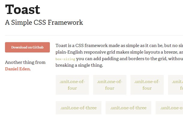 toast css framework homepage library