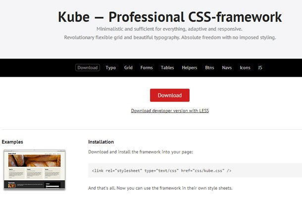 kube professional css framework open source