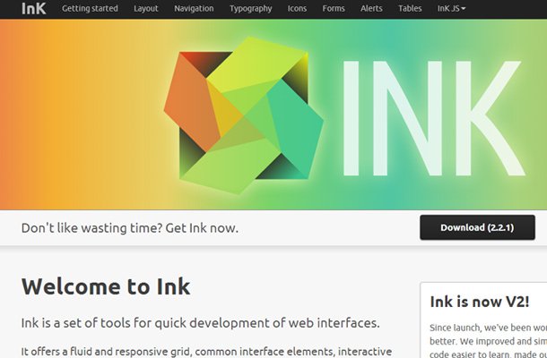 ink css interface kit website