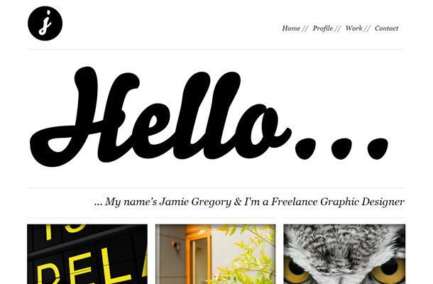 jamie gregory personal freelance portfolio website