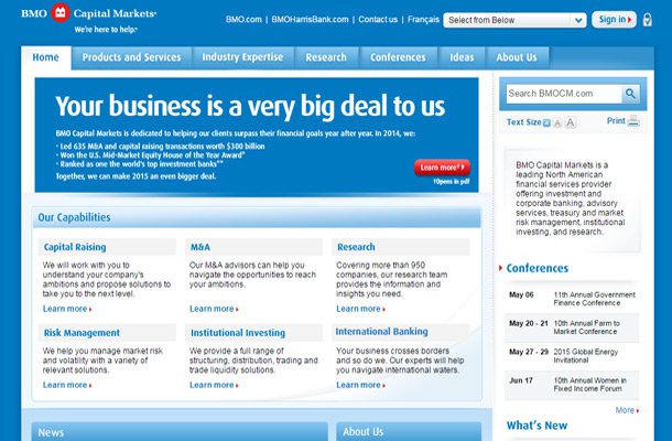 bmo capital markets website design