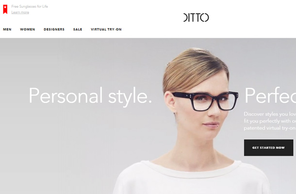 ditto glasses animation website layout homepage