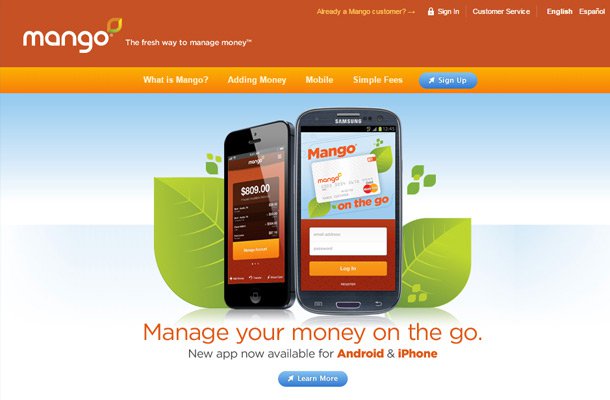 mango money homepage web design inspiration