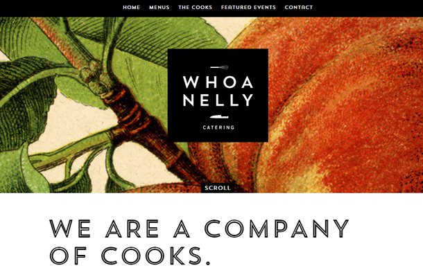whoa nelly catering homepage layout design