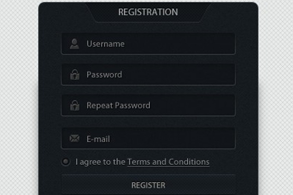 pitch black dark website login form