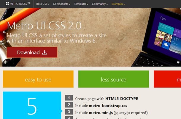metro ui interface css library flat