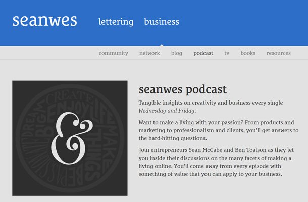 seanwes podcast design homepage