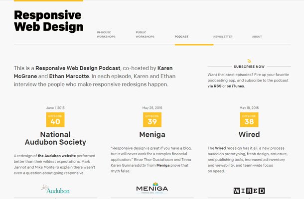 responsive design podcast homepage