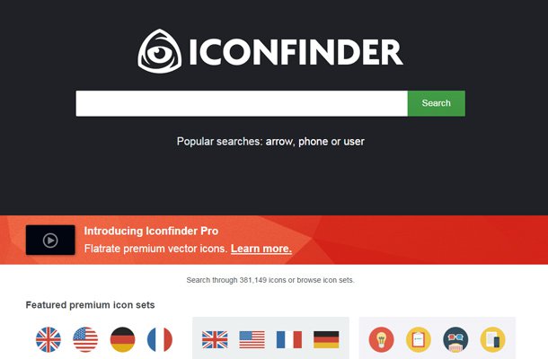 icon finder search homepage oversized design