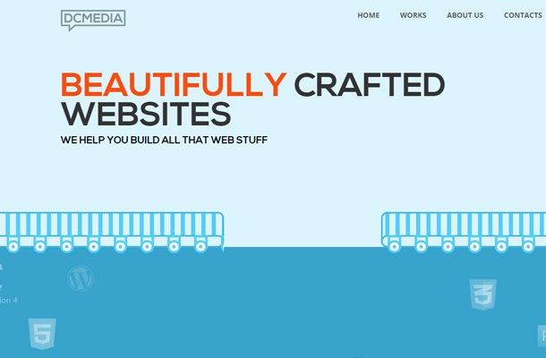 light blue website design dc media