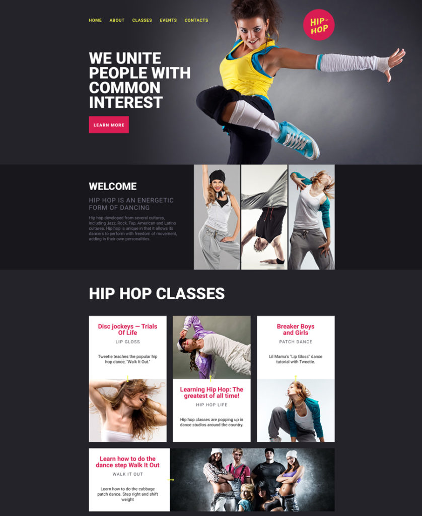 Dance Studio Landing Page Template