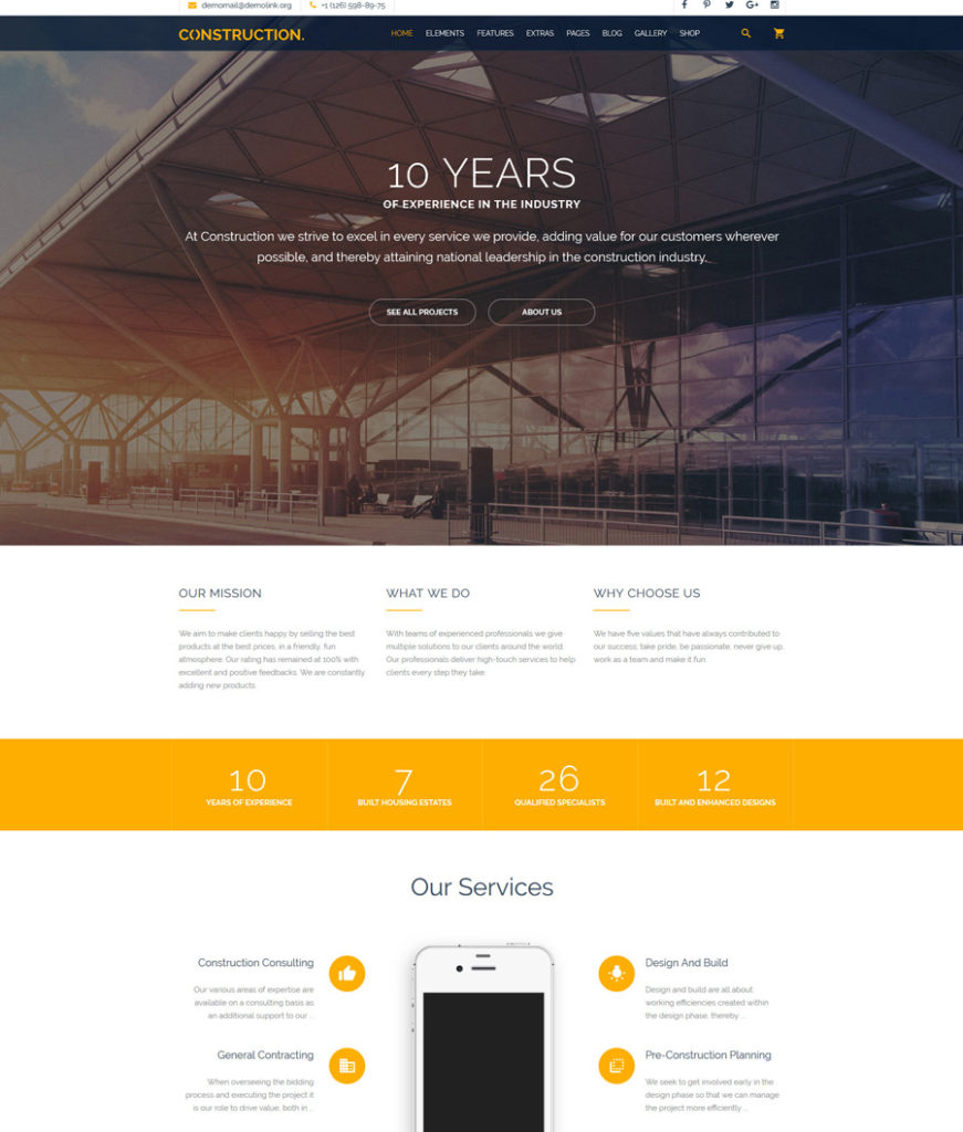 Construction - one of the best multipurpose website templates