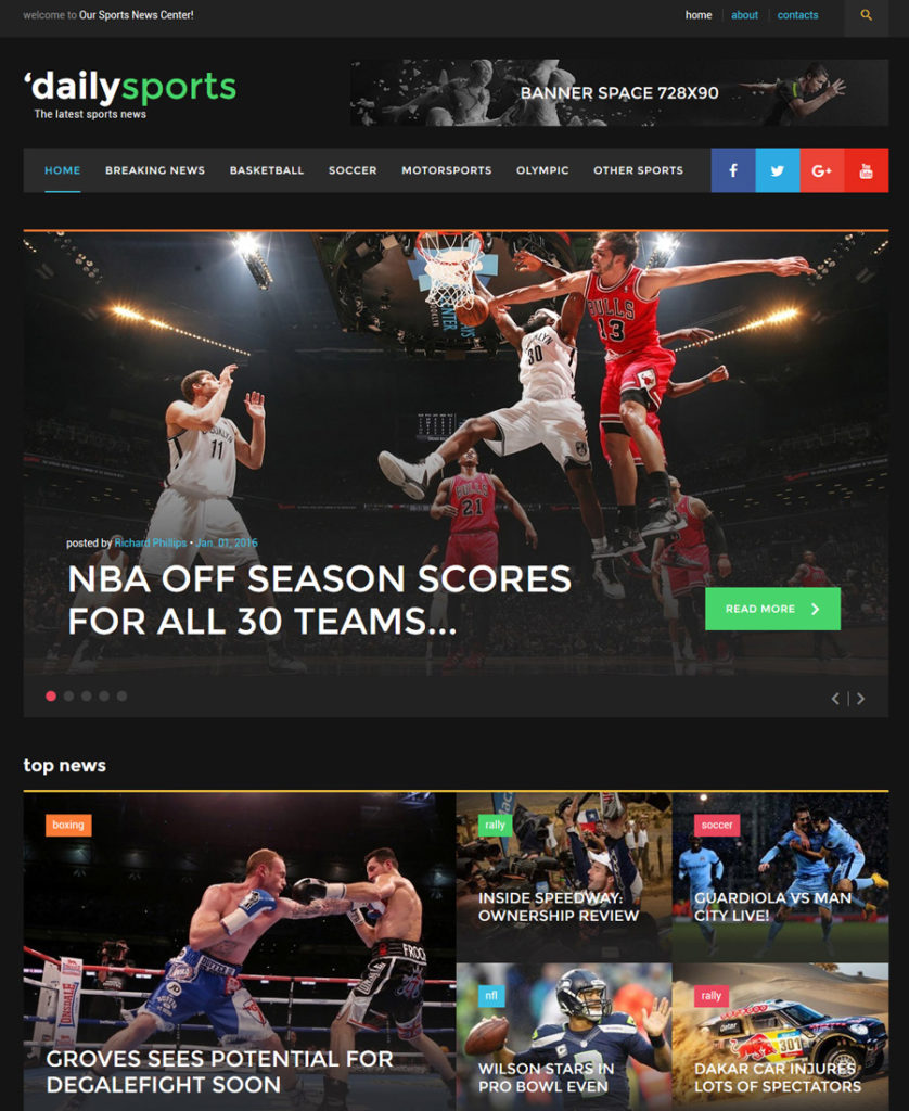 dailysports - one of the best multipurpose website templates