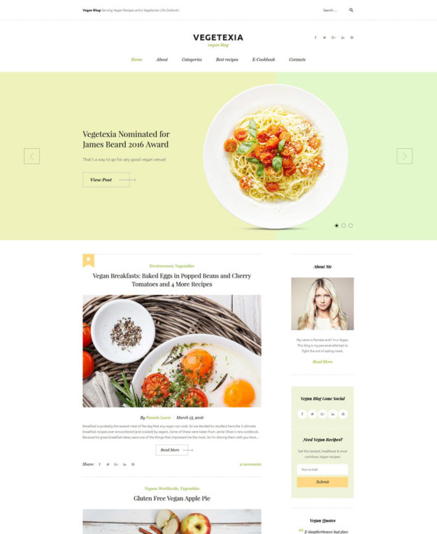 Vegetexia - Recipes Responsive WordPress Theme - responsive WordPress themes