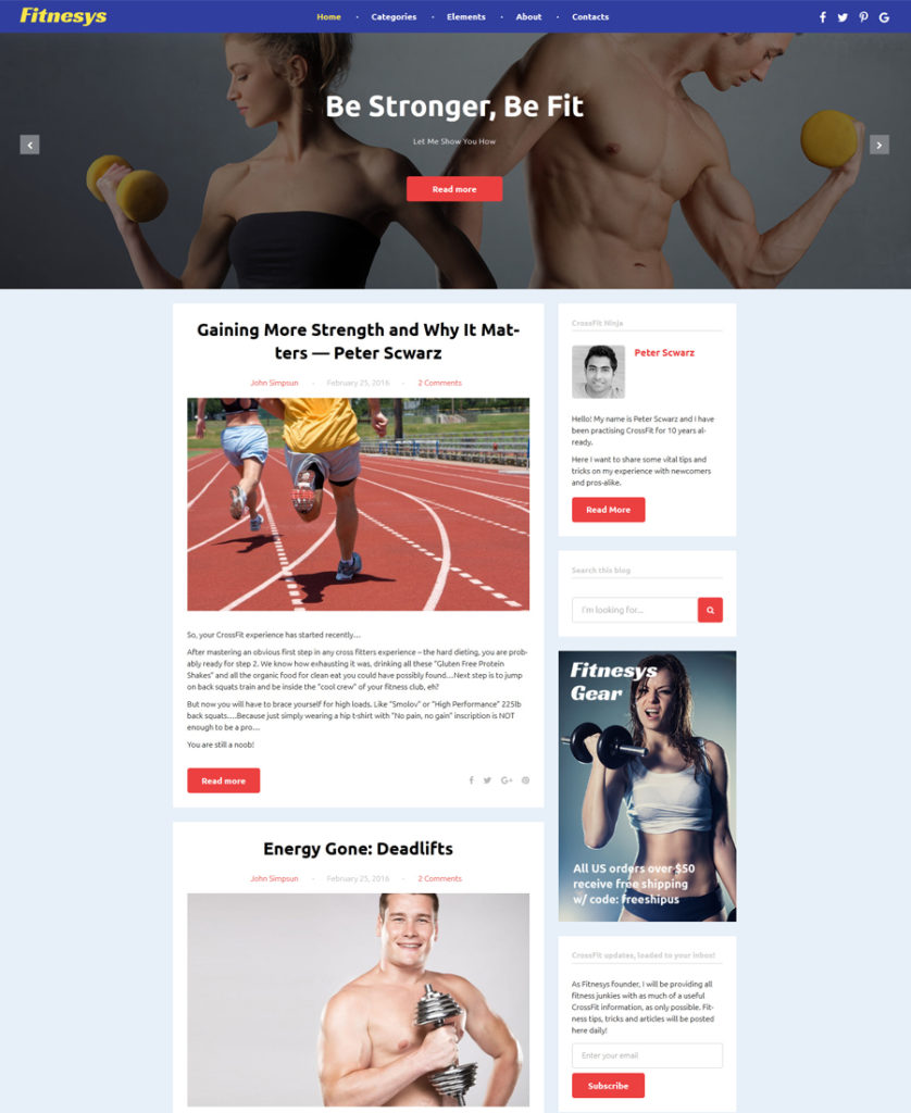 Fitnesys - Fitness Blog WordPress Theme