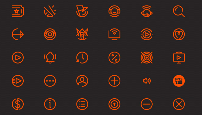 orange clean media icons