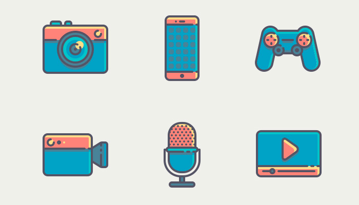 colored thin flat icons