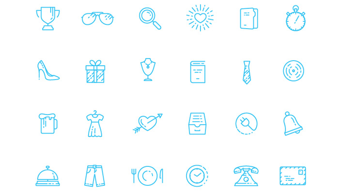 simple blue icons flat