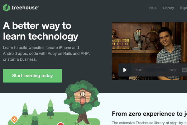 team treehouse homepage illustration learning startup