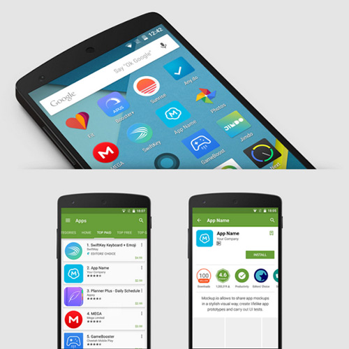 Free Android App Display Mockup Psd